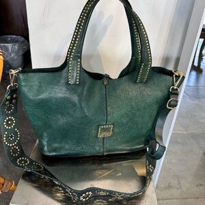 Large Emerald Green Leather Campomaggi Should Bag/Cross Body Bag